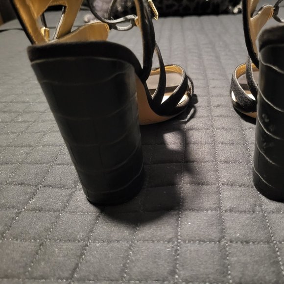 Sam Edelman "Yardly" Black Strappy Lace Up Chunky Heel size 6.5 - Picture 6 of 7